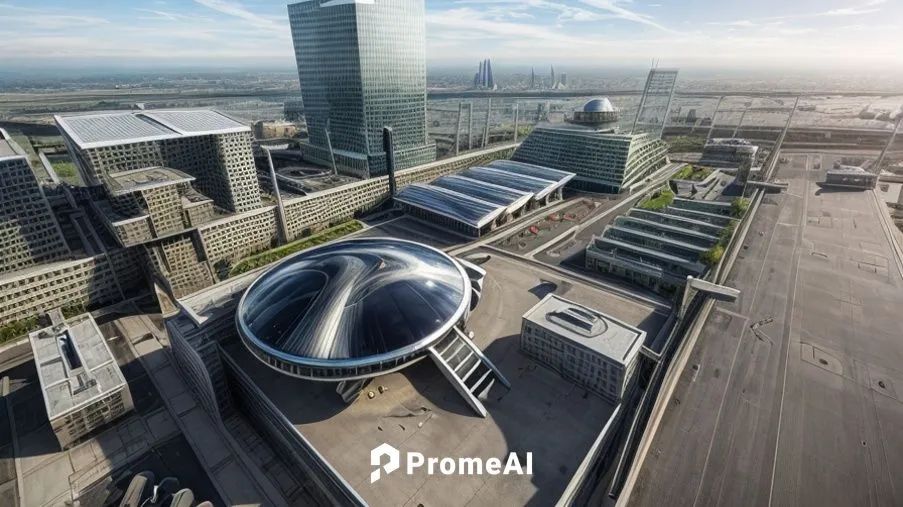 A FUTURISTIC MILITARY TOWN HELIPAD 
,autostadt wolfsburg,rotterdam,potsdamer platz,skyscapers,frankfurt,futuristic architecture,wolfsburg,mercedes-benz museum,katowice,hafencity,frankfurt am main germ