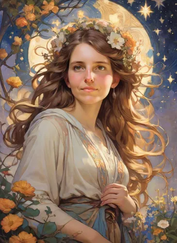 fantasy portrait,mystical portrait of a girl,fae,faerie,rosa 'the fairy,faery,fantasy woman,virgo,mary-gold,flower fairy,herfstanemoon,rosa ' the fairy,zodiac sign libra,child fairy,star mother,artemisia,silphie,fairy queen,aubrietien,kahila garland-lily