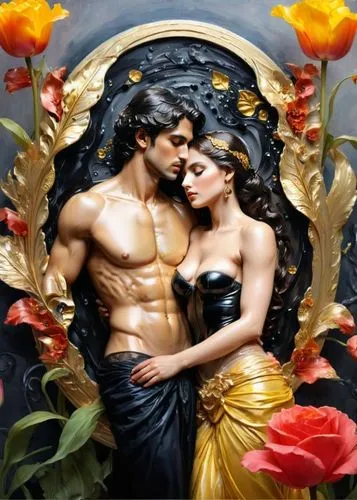 garamantes,dilwale,dikumud,romanza,garden of eden,romantica,saawariya,amantes,dossi,wadala,abhiras,jotwani,gurmeet,hrithik,sarun,oil painting on canvas,krrish,radhakrishna,romantic scene,adam and eve