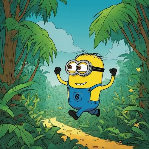 dancing dave minion,pubg mascot,bohlander,minimo,cartoon video game background,raanana,Illustration,Children,Children 06