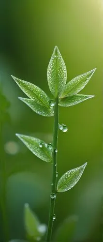 Delicate weed origami, Japanese-inspired, intricate folding details, soft green color, leafy texture, gentle curves, subtle veins, tiny white flowers, dew droplets, morning sunlight, peaceful atmosphe