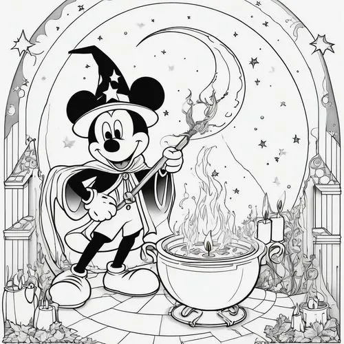 magica,coloring page,coloring pages,mickeys,mouseketeer,mickey,Illustration,Vector,Vector 13