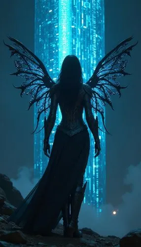 cortana,blue enchantress,sorceror,monolith,mediatrix,orthanc,Conceptual Art,Sci-Fi,Sci-Fi 07