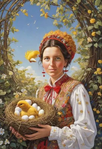 girl with bread-and-butter,woman holding pie,pysanka,girl picking apples,woman eating apple,ukrainska,Digital Art,Comic