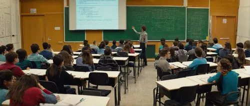 University lecture hall, professor standing at podium, whiteboard behind, complex circuit diagrams, CPU architecture, pipelining, microarchitecture, instruction set, registers, ALU, bus, cache memory,