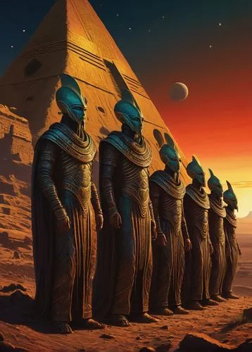 kemet,fremen,powerslave,sutekh,mastabas,pharaohs,arrakis,pyramids,ennead,sphinxes,egyptologists,mastaba,barsoom,mysterians,mummies,sumerians,egyptology,imhotep,giza,extraterrestrials,Illustration,Realistic Fantasy,Realistic Fantasy 03