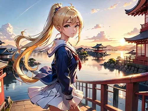 kashiwazaki,kaori,rika,dusk background,kantai collection sailor,iroha,ezhou,japanese background,qihua,katsuragi,oneko,lingwei,qingwei,horo,matsuri,anime japanese clothing,summer palace,arisa,akamatsu,honolulu,Anime,Anime,General