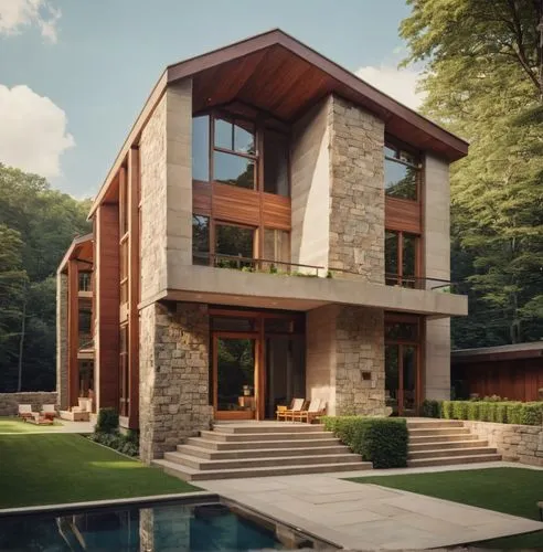 modern house,timber house,modern architecture,new england style house,forest house,pool house,Photography,General,Cinematic