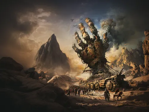 volcanic landscape,fantasy landscape,post-apocalyptic landscape,scorched earth,fantasy picture,fantasy art,volcanism,fire mountain,heroic fantasy,volcanic field,dead earth,fallen giants valley,burning earth,end-of-admoria,terraforming,old earth,the volcano,the eruption,tower of babel,volcano