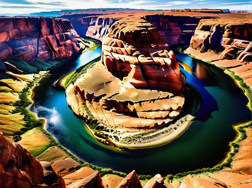 horseshoe bend,grand canyon,fairyland canyon,glen canyon,landform,horsheshoe bend,united states national park,lake powell,hoodoos,canyon,aeolian landform,arid landscape,navajo bay,landscapes beautiful,cliff dwelling,arid land,wonders of the world,desert landscape,guards of the canyon,rio grande river,Illustration,Realistic Fantasy,Realistic Fantasy 08