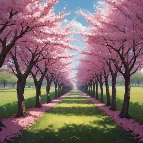 sakura trees,japanese sakura background,japanese cherry trees,cherry trees,sakura tree,cherry blossom tree-lined avenue,Conceptual Art,Fantasy,Fantasy 03