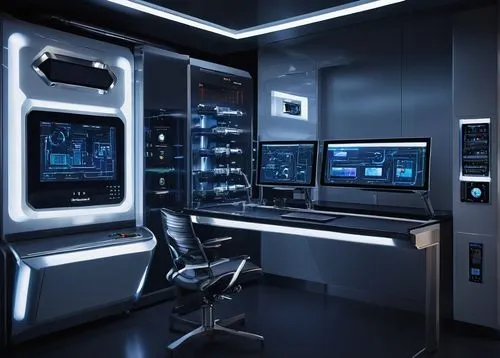 computer room,spaceship interior,control center,control desk,the server room,modern office,computer workstation,cybertrader,blackmagic design,supercomputer,fractal design,digital cinema,cyberscene,holodeck,computerized,data center,ufo interior,spacelab,cyberonics,supercomputers,Illustration,American Style,American Style 07