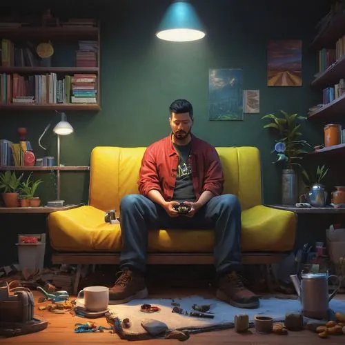 man with a computer,the living room of a photographer,sci fiction illustration,repairman,handyman,digital compositing,game art,craftsman,watchmaker,cg artwork,creative office,game illustration,playing room,room creator,b3d,lumberjack pattern,hemmingway,the collector,tradesman,artist portrait,Conceptual Art,Fantasy,Fantasy 16