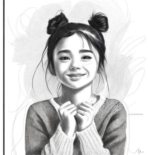 女生，黑色头发，白色毛衣，黑白，线稿，线条艺术,a drawing of an asian girl in a sweater,girl drawing,girl portrait,huayi,digital drawing,sharlene,xiaoxi,Design Sketch,Design Sketch,Character Sketch