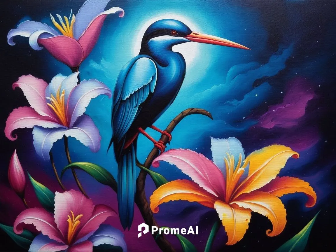 Painting Abstract Body Art Oil Painting
,bird painting,tropical birds,colorful birds,flower and bird illustration,oil painting on canvas,bird flower,bird of paradise,egretta,flower painting,tropical b