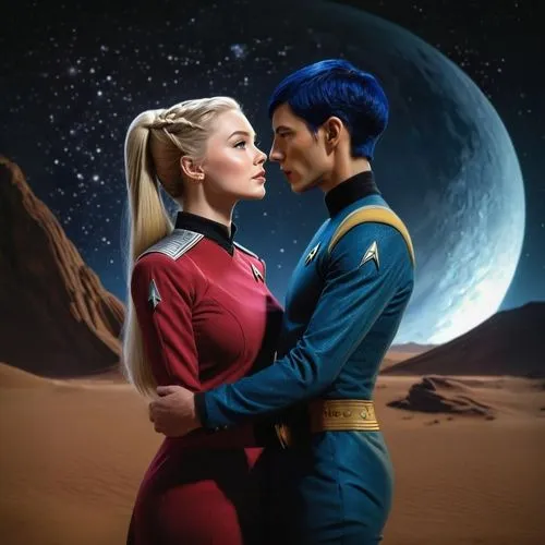 small gloved hand,andromeda,trek,star ship,couple goal,olallieberry,the moon and the stars,cosplay image,star trek,passengers,cg artwork,moon and star,cassiopeia,pda,husband and wife,celestial bodies,