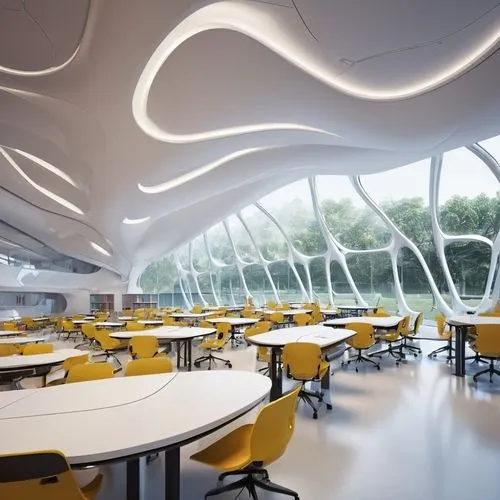 cafeteria,ufo interior,school design,canteen,futuroscope,lecture room,Photography,General,Realistic