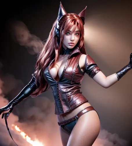 scarlet witch,huntress,firestar,cat warrior,catwoman,darth talon,kat,female warrior,fantasy woman,symetra,redfox,fox,fire siren,fire devil,wildcat,fire angel,asuka langley soryu,mara,cosplay image,3d figure