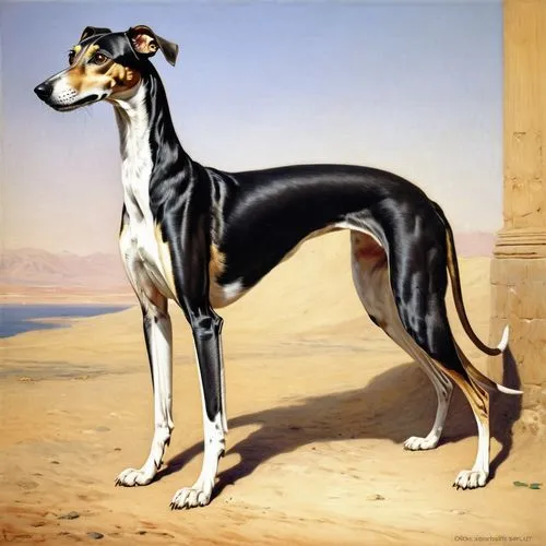 galgo,saluki,great dane,galga,sighthound,greyhound,lurcher,delahoussaye,whippets,sighthounds,doberan,greyhounds,doberman,piebald,dobie,scythia,gustavian,borzoi,tretchikoff,simonet,Art,Classical Oil Painting,Classical Oil Painting 42