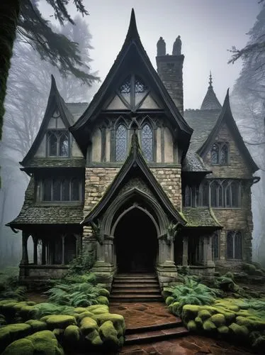 witch's house,house in the forest,witch house,forest house,fairy tale castle,creepy house,fairytale castle,the haunted house,ghost castle,haunted house,haunted castle,house silhouette,abandoned house,dreamhouse,house in the mountains,gothic style,fairy house,victorian,haunted cathedral,victorian house,Illustration,Retro,Retro 25