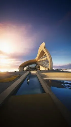 infinity swimming pool,futuristic art museum,falkirk wheel,futuristic architecture,3d rendering,futuristic landscape,render,amphitheater,dunes house,swim ring,calatrava,qasr azraq,roof landscape,floating island,3d render,sky space concept,virtual landscape,archidaily,pool house,modern architecture