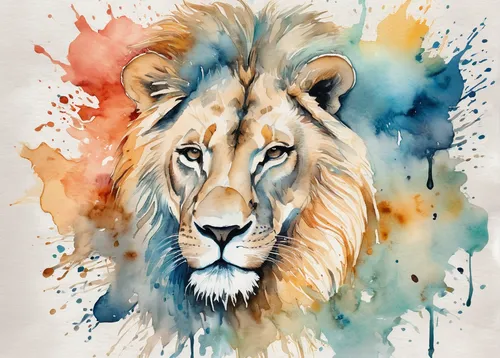 lion white,lion,panthera leo,african lion,lion number,male lion,female lion,masai lion,white lion,two lion,watercolor paint,lioness,lion head,watercolor paint strokes,watercolor painting,lionesses,lions,watercolor,forest king lion,watercolor background,Illustration,Paper based,Paper Based 25