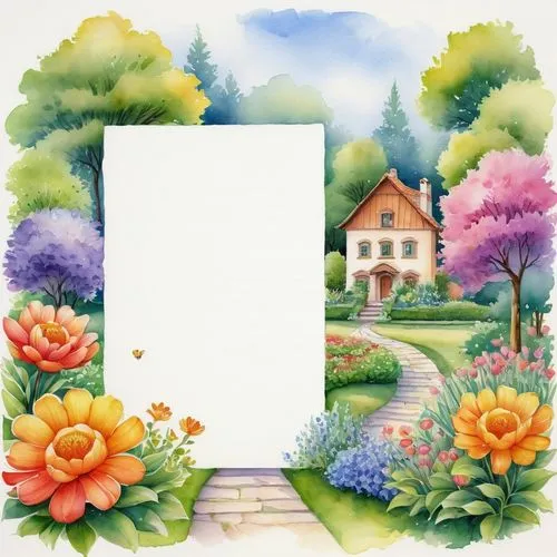 floral silhouette frame,flower border frame,watercolor frame,floral and bird frame,floral frame,flower frame,Illustration,Realistic Fantasy,Realistic Fantasy 26