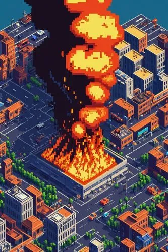 gunkanjima,apocalypse,explosion destroy,honolulu,nuclear explosion,explosions,destroyed city,apocalyptic,nuclear war,city in flames,explode,explosion,refinery,volcano,nuclear bomb,detonation,inferno,fire land,eruption,lava,Unique,Pixel,Pixel 01