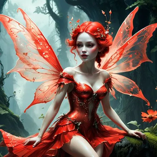 red butterfly,faerie,faery,evil fairy,fairy queen,fae,Conceptual Art,Fantasy,Fantasy 02