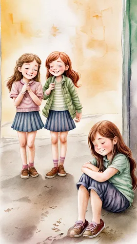 little girls walking,kids illustration,sewing pattern girls,little girls,a collection of short stories for children,watercolor painting,child's diary,watercolor background,watercolor baby items,book i