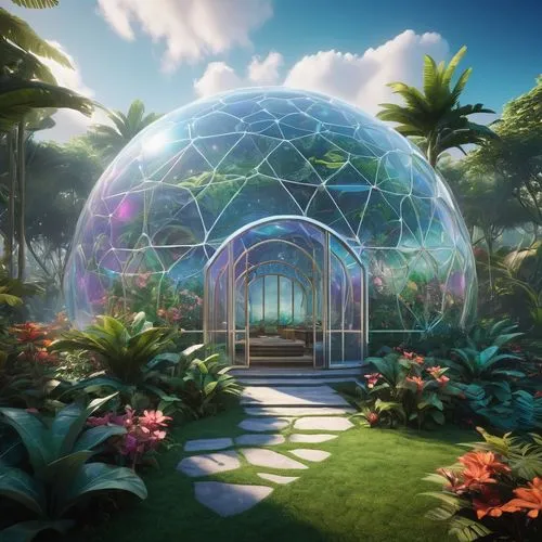 flower dome,biodome,greenhouse cover,biosphere,biomes,greenhouse effect,greenhouse,ecotopia,greenhouses,conservatory,biopiracy,musical dome,glasshouse,terrarium,igloos,biospheres,hothouse,dandelion hall,tropical house,botanischer,Illustration,Paper based,Paper Based 04