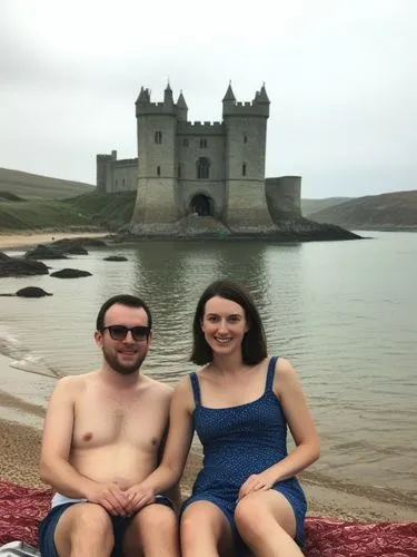 Lovely reminder of my summer vacation visit to Wales this year with my girl friend Francis Fowler.,two people sitting on the edge of a body of water,honeymooning,honeymooned,honeymoons,honeymooners,du