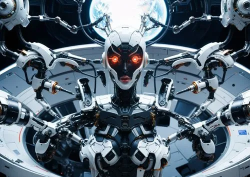 Robot woman being dismantled by an assemble machine
in a dome like room ,Dismantled,ultron,glados,cybertronian,vector,mecha,cyberian,Conceptual Art,Sci-Fi,Sci-Fi 03