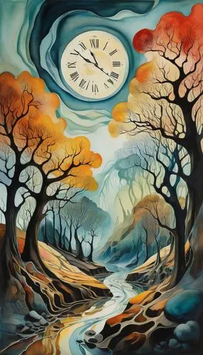 Surrealistic scenery, Salvador Dali-inspired, dreamlike atmosphere, vibrant colors, melting clocks, distorted proportions, eerie lighting, mysterious fog, twisted trees, abstract shapes, melting rocks