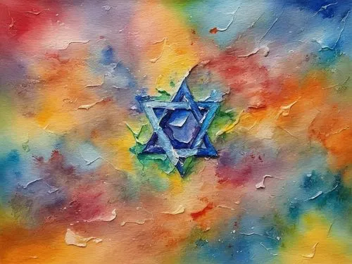 painted magen david 2024,merkabah,tetragramaton,star of david,tetragrammaton,chakra square,eckankar,abstract watercolor,yantra,yahrzeit,mantra om,kabbalistic,khamsa,nakshatras,magen david,octahedron,p