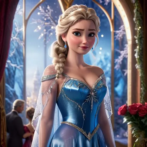 Walt Disney Pictures

Frozen ( Kinofilm CGI serie )

Königin Elsa ( Frozen )

Sie geht elegant die treppenstufen zum Königlichem Ballsaal hinunter
Das Kleid ist an ein paar stellen transparent,elsa,th