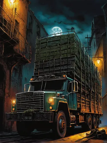 halloween truck,long cargo truck,ford cargo,freight transport,freight,scrap truck,day of the dead truck,truck,tractor trailer,m35 2½-ton cargo truck,truck driver,trucker,rust truck,tank truck,cargo car,delivery truck,delivery trucks,freight wagon,trucking,18-wheeler,Illustration,Realistic Fantasy,Realistic Fantasy 33