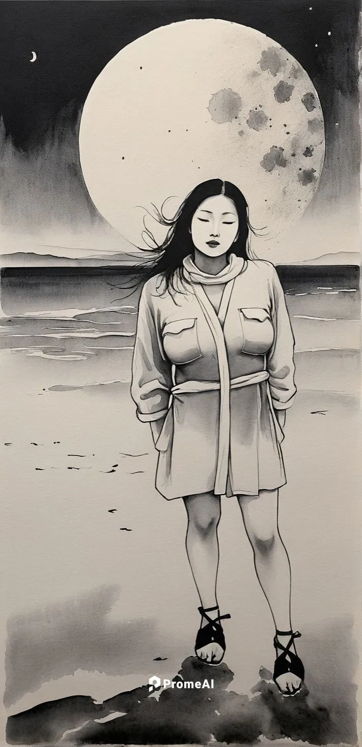 Moonlit Serenity by the Sea ,Passion Sexy Painting ,Naked Woman  Abstract Body Art Oil Painting
,satrapi,moonwalked,inuit,sewol ferry disaster,erma,girl on the dune,walk on the beach,inupiaq,llorona,b