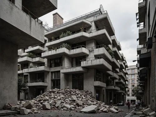 habitat 67,building rubble,scampia,hashima,ashrafiyeh,rubble,brutalist,demolition work,ashrafieh,demolition,achrafieh,cripplegate,densification,demolitions,homs,pedrera,overdevelopment,colombes,lasdun,concrete construction