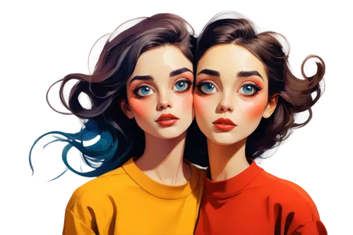 digital painting,krita,digital art,alita,girl portrait,retro girl,vector girl,world digital painting,two girls,kids illustration,portrait background,red and blue,hand digital painting,digital artwork,overpainting,illustrator,women's eyes,gemini,artist color,studies,Illustration,Abstract Fantasy,Abstract Fantasy 18