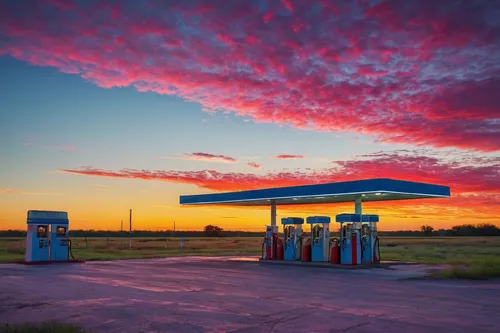 Vintage gas station near road FM 39 at sunrise. North Zulch, Texas,gas-station,e-gas station,electric gas station,gas station,filling station,gas pump,petrol pump,truck stop,route 66,route66,amarillo,