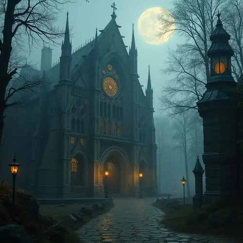 haunted cathedral,ravenloft,gothic church,gothic,gothic style,dark gothic mood,haunted castle,neogothic,ghost castle,halloween background,hogwarts,clocktower,hauntings,witch's house,the haunted house,shadowgate,hallows,darktown,gothicus,haunted house,Photography,General,Realistic