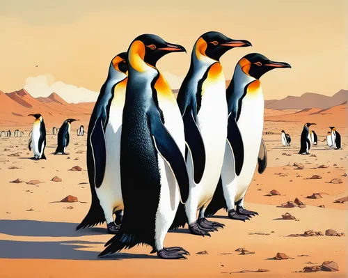 emperor penguins,king penguins,penguins,penguin parade,emperor penguin,king penguin,donkey penguins,african penguins,snares penguin,gentoo,penguin,gentoo penguin,namib desert,big penguin,chinstrap penguin,namib,penguin couple,linux,penguin enemy,namib rand,Illustration,Realistic Fantasy,Realistic Fantasy 12