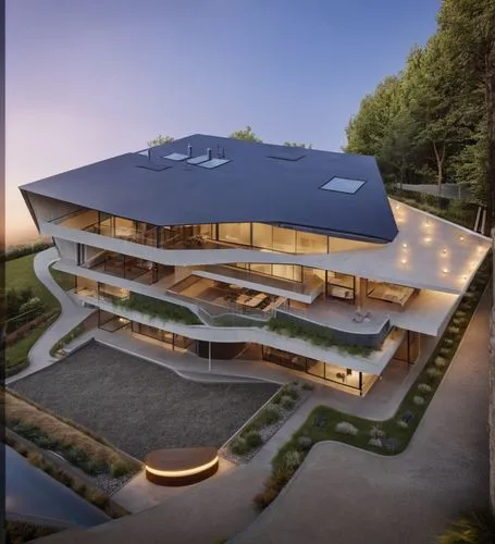 modern house,folding roof,dunes house,modern architecture,eco-construction,3d rendering,luxury property,luxury home,roof panels,roof landscape,smart home,smart house,house roof,large home,roof tile,fu