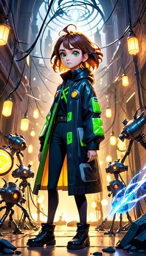 cg artwork,sci fiction illustration,transistor,cyberpunk,cyber,engineer,game illustration,tracer,scientist,biologist,patrol,scifi,navi,hero academy,merida,nora,vector girl,conductor,world digital painting,voltage,Anime,Anime,Cartoon