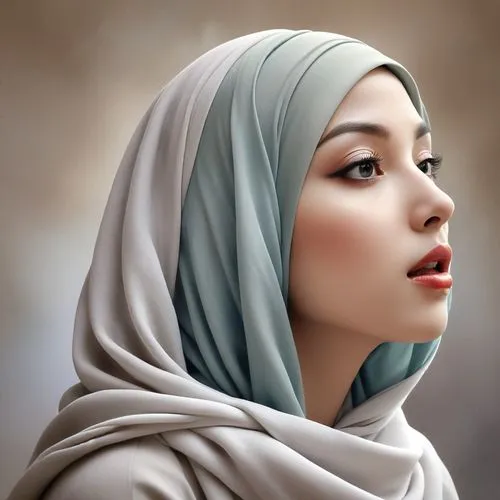 a digital painting of a woman with a head covering over her face,muslim woman,islamic girl,hijab,hijaber,muslima,hijabs,headscarf,tudung,muslim background,headcovering,veiling,headscarves,jilbab,hejab