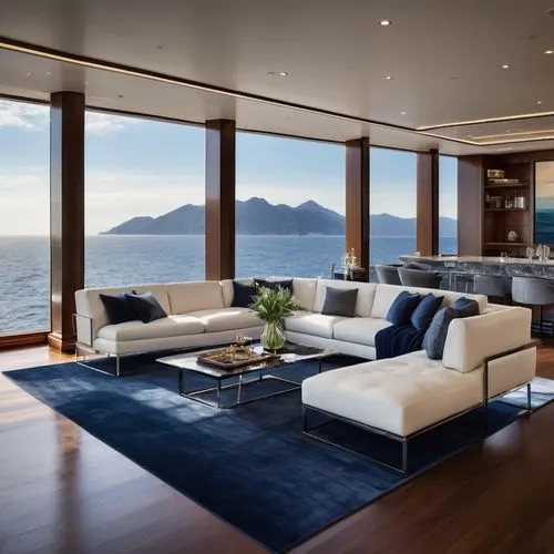 penthouses,modern living room,luxury home interior,minotti,livingroom,living room,table bay,interior modern design,silversea,contemporary decor,oceanfront,on a yacht,oceanview,ocean view,luxury property,modern decor,family room,sitting room,azamara,lounges,Illustration,American Style,American Style 07