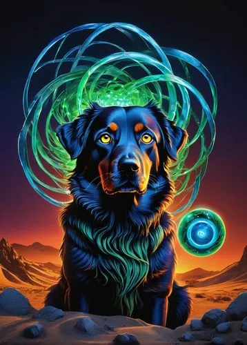 argus,disc dog,blue picardy spaniel,spotify icon,astral traveler,zodiac sign leo,smaland hound,hygenhund,electron,posavac hound,psychedelic art,magic hat,shamanic,kelpie,woofer,polar aurora,dog illustration,electric,black light,ninebark,Unique,Paper Cuts,Paper Cuts 01