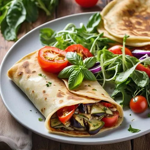 piadina,chapati,mediterranean cuisine,crepes,crêpe,pannekoek,wrap roti,paratha roll,flat bread,sandwich wrap,food photography,paratha,lefse,vegetarian food,stuffed pancake,tomato omelette,wraps,sicilian cuisine,flatbread,mediterranean diet,Photography,General,Realistic