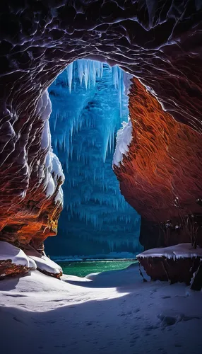 ice cave,glacier cave,blue caves,ice castle,the blue caves,blue cave,crevasse,entrance glacier,ice landscape,arctic antarctica,cave on the water,sea cave,antarctic,antarctica,gerlitz glacier,lake baikal,ice planet,sea caves,cave,glacial melt,Illustration,Retro,Retro 04